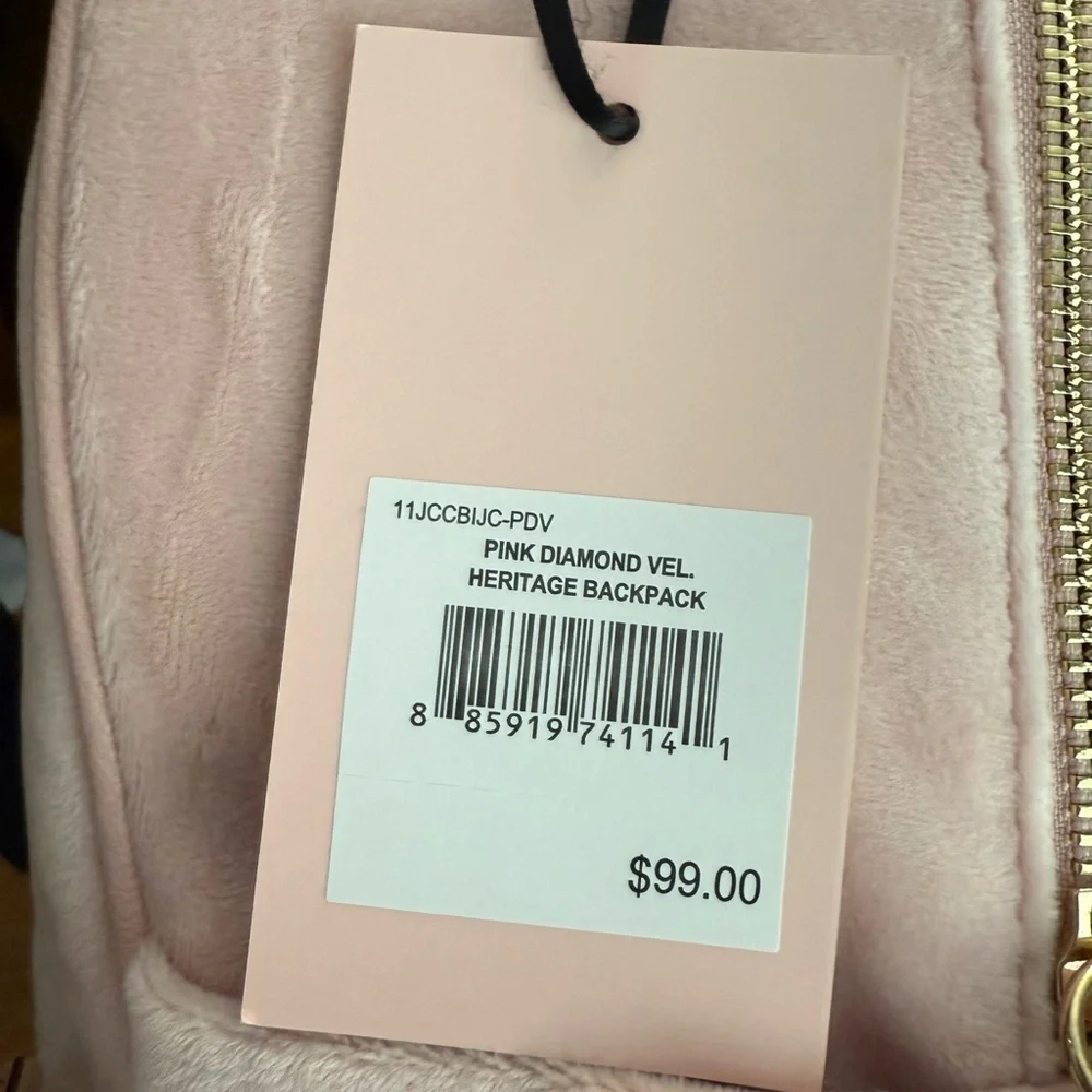 NWT Juicy Couture  Backpack Pink Diamond  Velour  Heritage New $99 School Bag